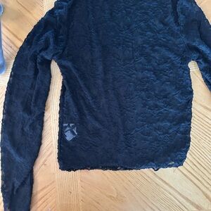 SHEIN Black Lace Long Sleeve Top